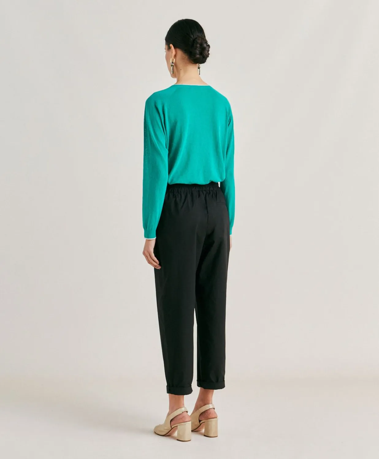 Outlet Pantalon Idaho En Popeline - Noir Femmes Pantalons Et Shorts