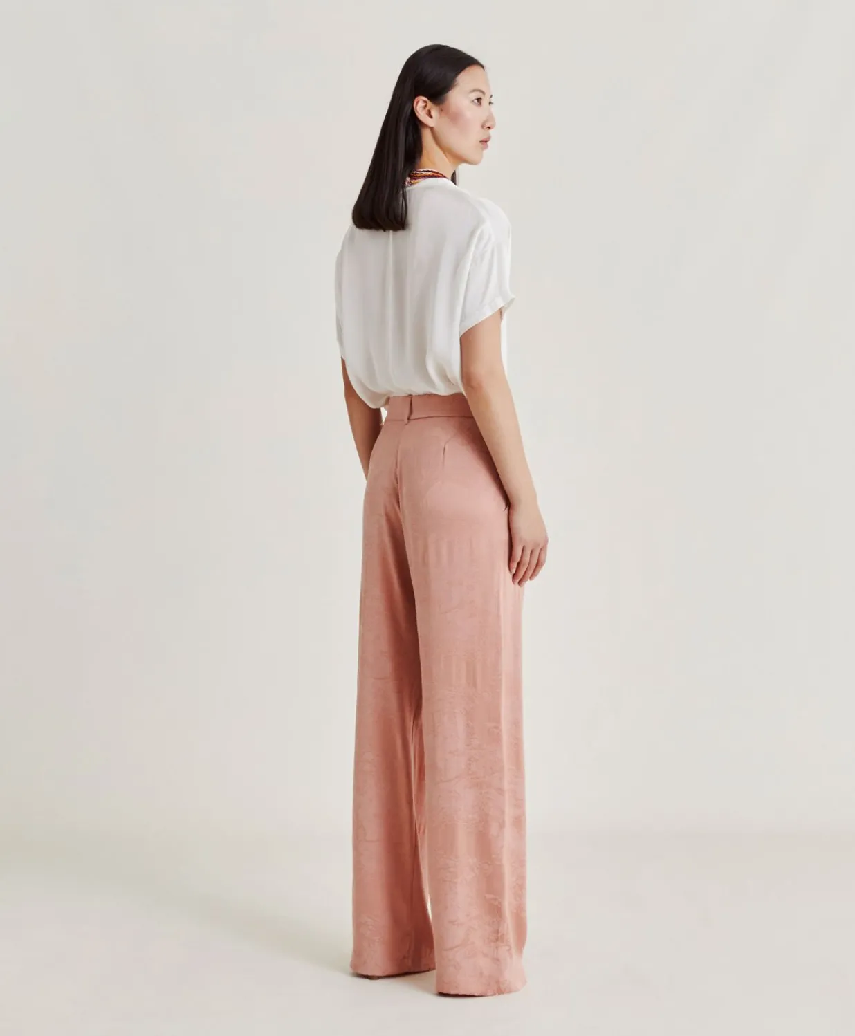 Discount Pantalon Jacquard Austin Cupro - Rose Femmes Costumes Et Costumes