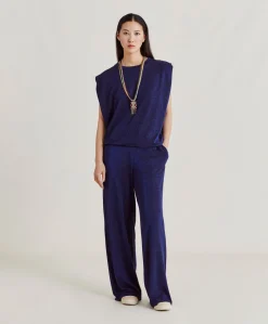 Clearance Pantalon Jersey Lurex Baccarat - Bleute Femmes Pantalons Et Shorts