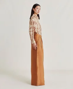 New Pantalon Patrice En Jacquard Cupro - Reglisse Femmes Pantalons Et Shorts