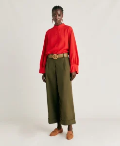 Discount Pantalon Popeline Grecale - Armee Femmes Pantalons Et Shorts