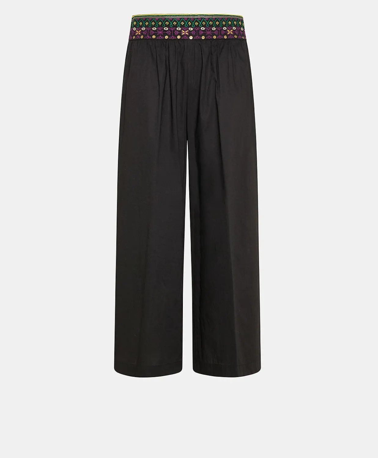 Online Pantalon Roca En Voile De Coton Brode - Noir Femmes Pantalons Et Shorts