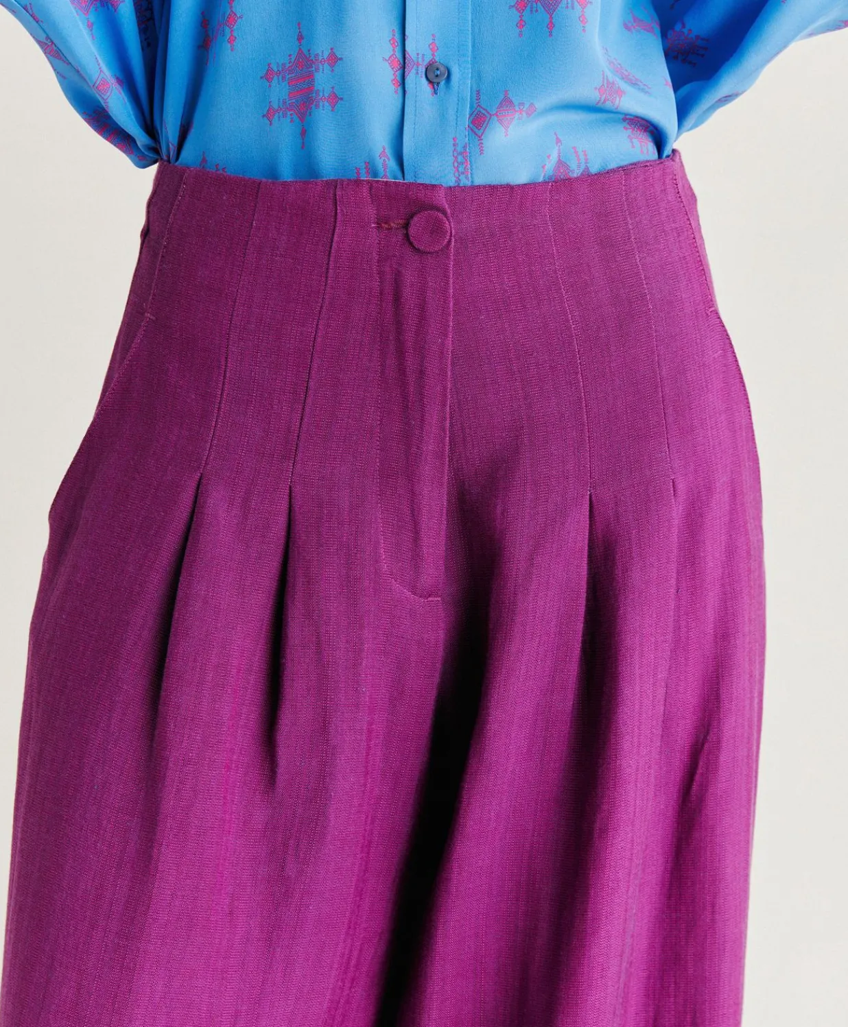 Hot Pantalon Violina Elegant En Lin Viscose - Cyclamen Femmes Costumes Et Costumes