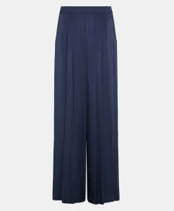 Best Patrice Bis Pantalon Uni En Soie - Bleu Nuit Femmes Pantalons Et Shorts