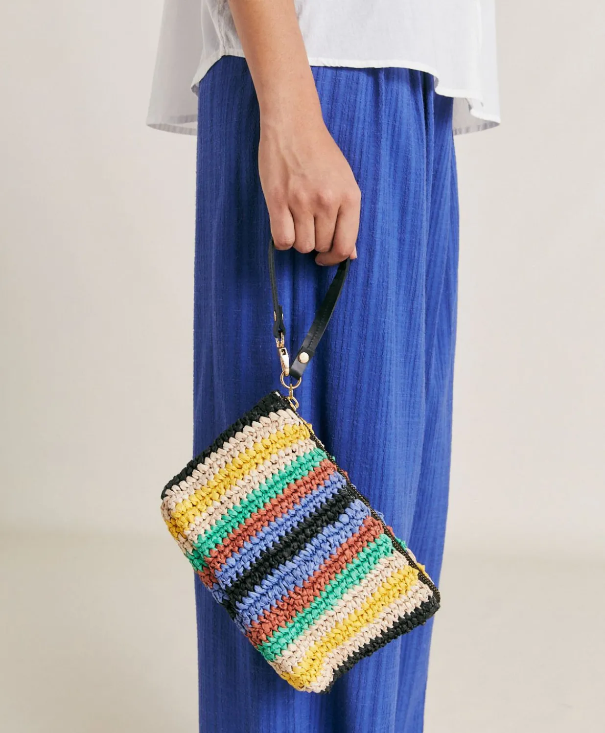 Sale Pochette En Raphia Raye Yamir - Multicolore Femmes Sacs Et Pochettes