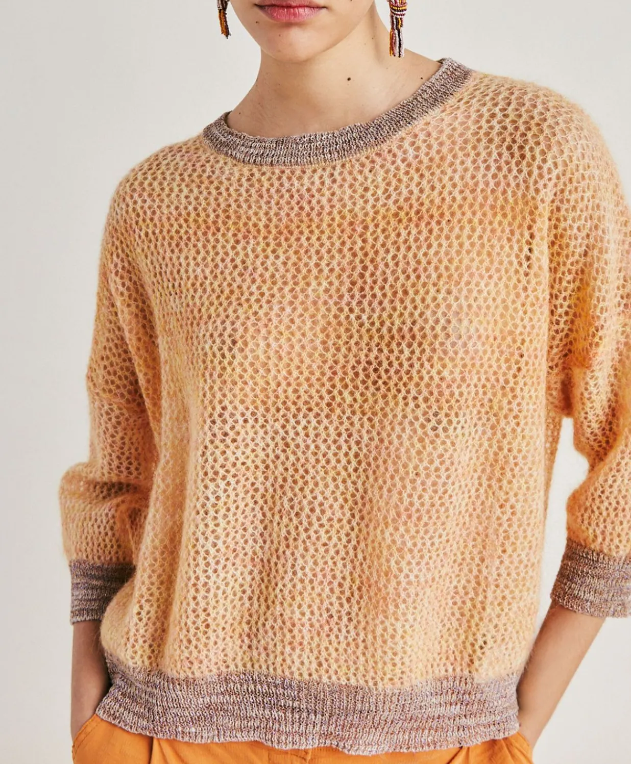 Sale Pull Bella En Mohair Doux - Orange Femmes Tricots
