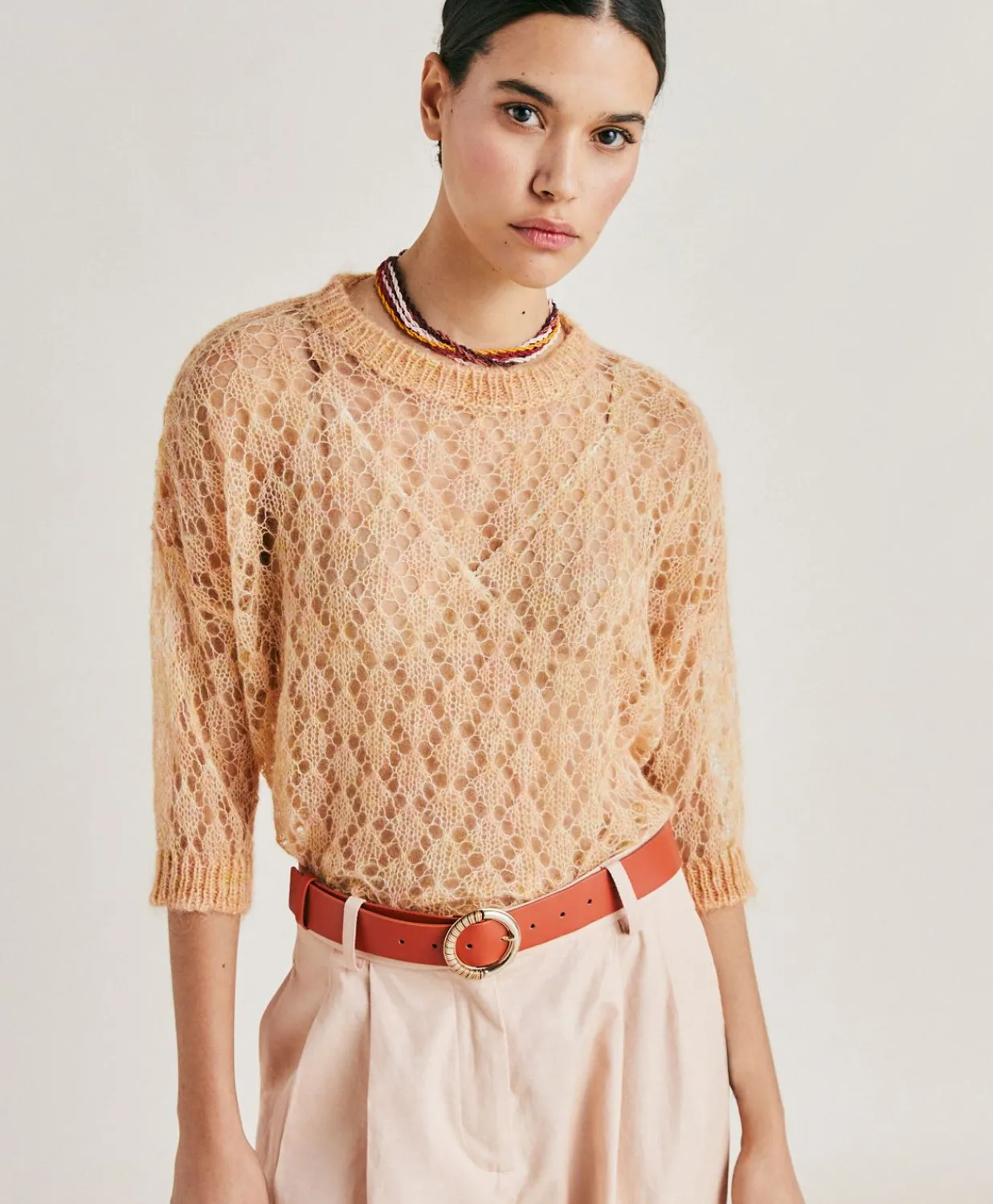 Sale Pull Campanula En Mohair Doux - Orange Femmes Tricots