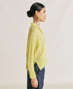 New Pull Egide Perlata Raye Lurex - Citron Vert Femmes Tricots