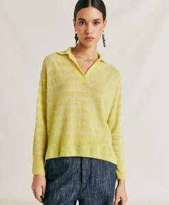 New Pull Egide Perlata Raye Lurex - Citron Vert Femmes Tricots