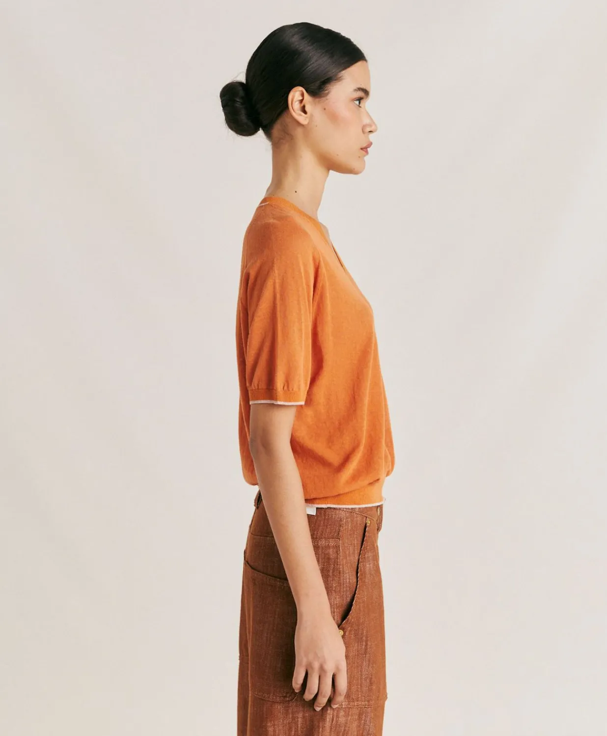 Outlet Pull En Lin Edie - Orange Femmes Tricots