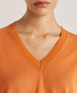 Outlet Pull En Lin Edie - Orange Femmes Tricots