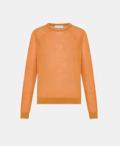 Outlet Pull En Lin Rio - Orange Femmes Tricots