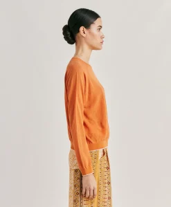 Outlet Pull En Lin Rio - Orange Femmes Tricots