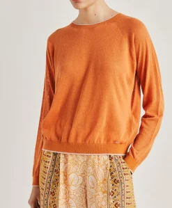 Outlet Pull En Lin Rio - Orange Femmes Tricots