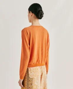 Outlet Pull En Lin Rio - Orange Femmes Tricots