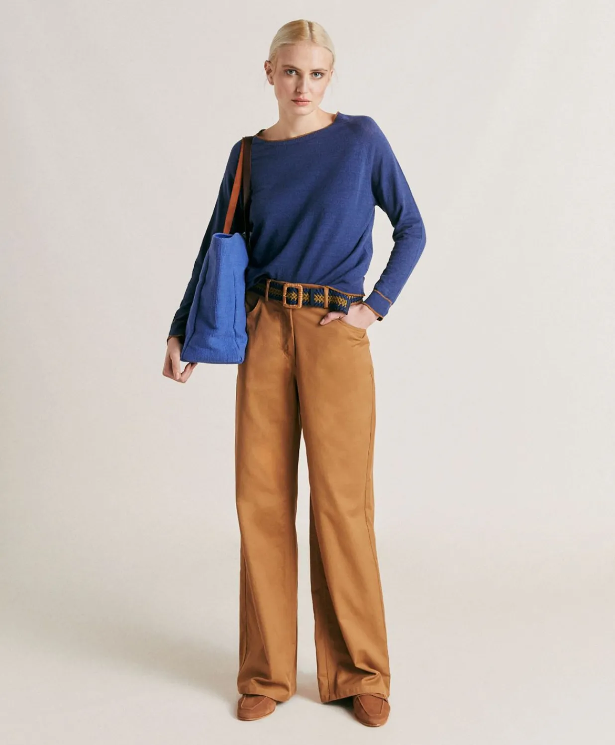 Online Pull En Lin Stretch Rio - Bleu Femmes Tricots