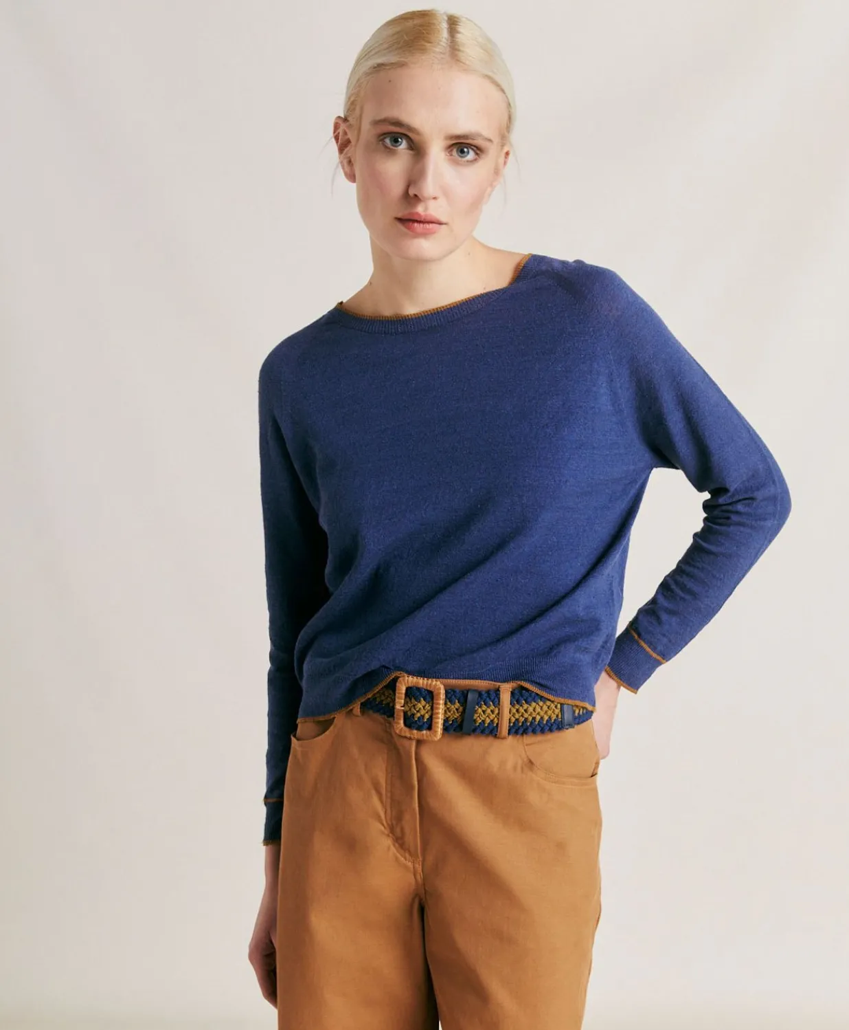 Online Pull En Lin Stretch Rio - Bleu Femmes Tricots
