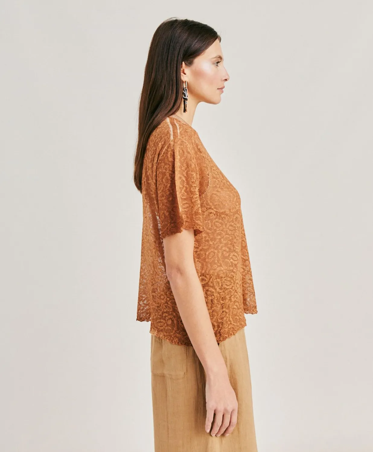 Clearance Pull En Lin Sveva - Caramel Femmes Tricots