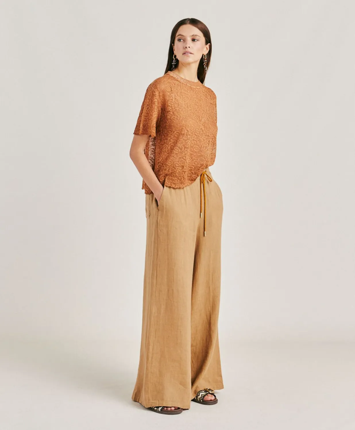 Clearance Pull En Lin Sveva - Caramel Femmes Tricots