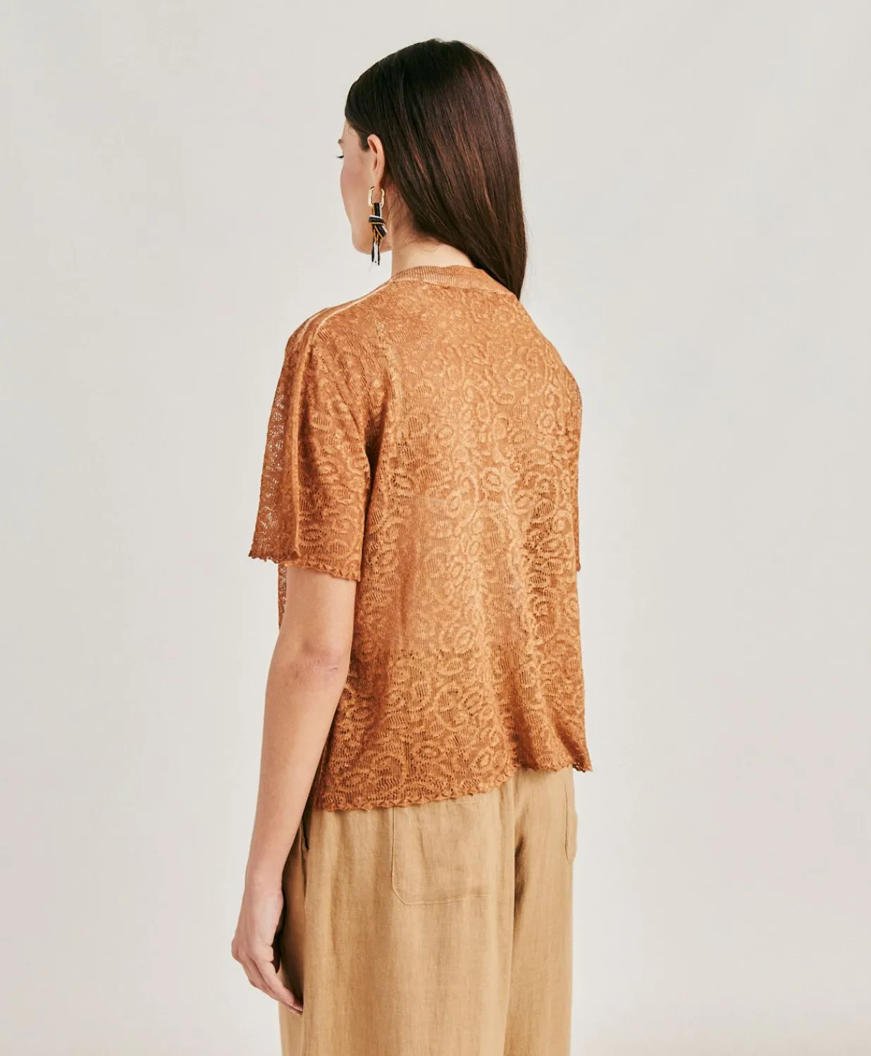Clearance Pull En Lin Sveva - Caramel Femmes Tricots