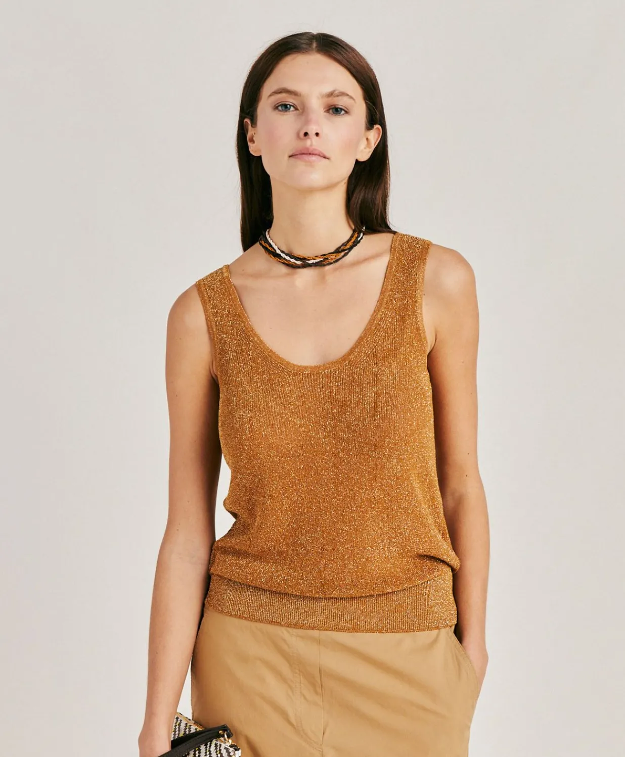 Hot Pull Liccia Nacre Lurex - Caramel Femmes Tricots
