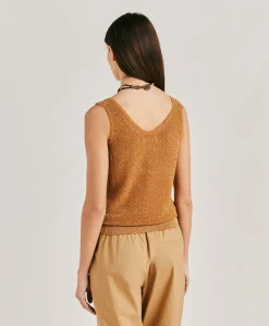 Hot Pull Liccia Nacre Lurex - Caramel Femmes Tricots