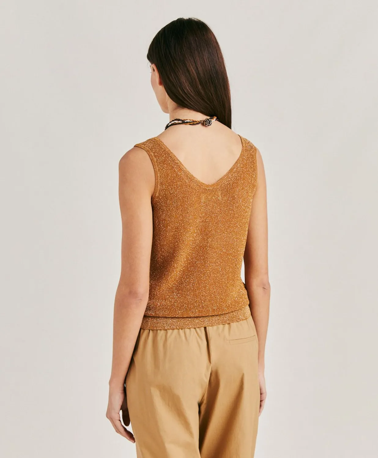 Hot Pull Liccia Nacre Lurex - Caramel Femmes Tricots