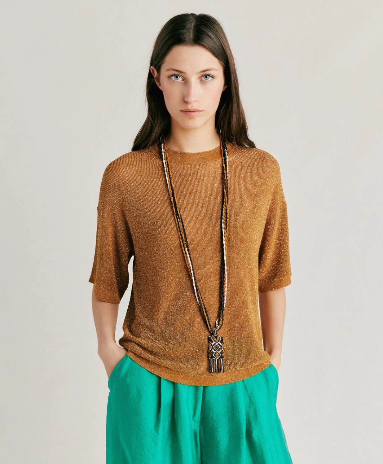 Outlet Pull Lurex Perle Jacinto - Caramel Femmes Tricots