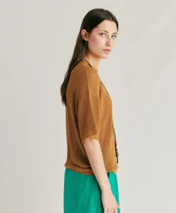 Outlet Pull Lurex Perle Jacinto - Caramel Femmes Tricots