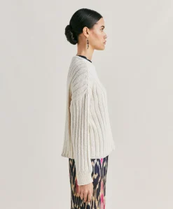 Clearance Pull Maille Mixte Baumette - Creme Femmes Tricots