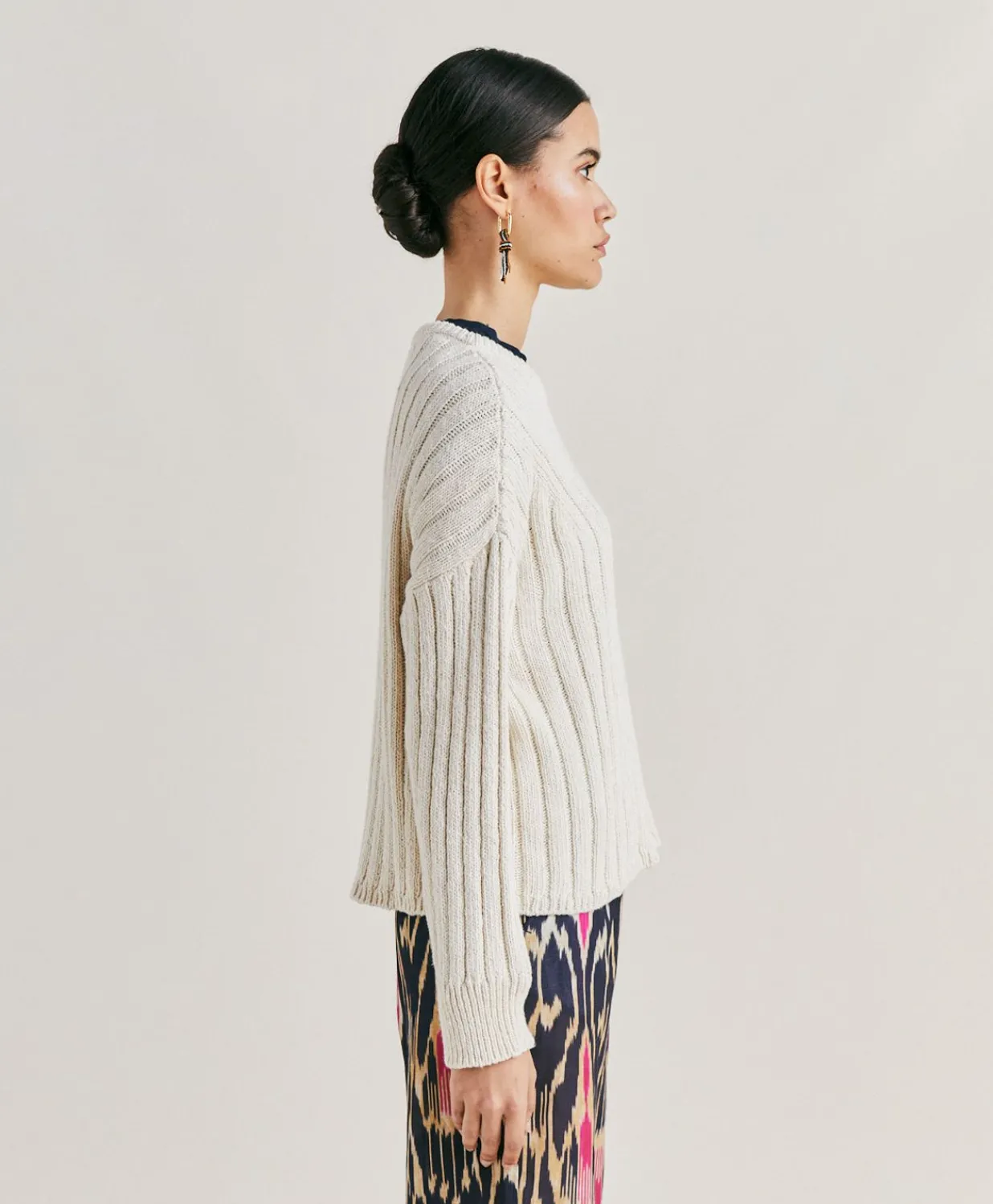 Clearance Pull Maille Mixte Baumette - Creme Femmes Tricots