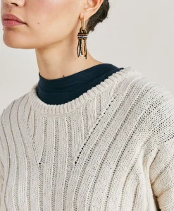 Clearance Pull Maille Mixte Baumette - Creme Femmes Tricots
