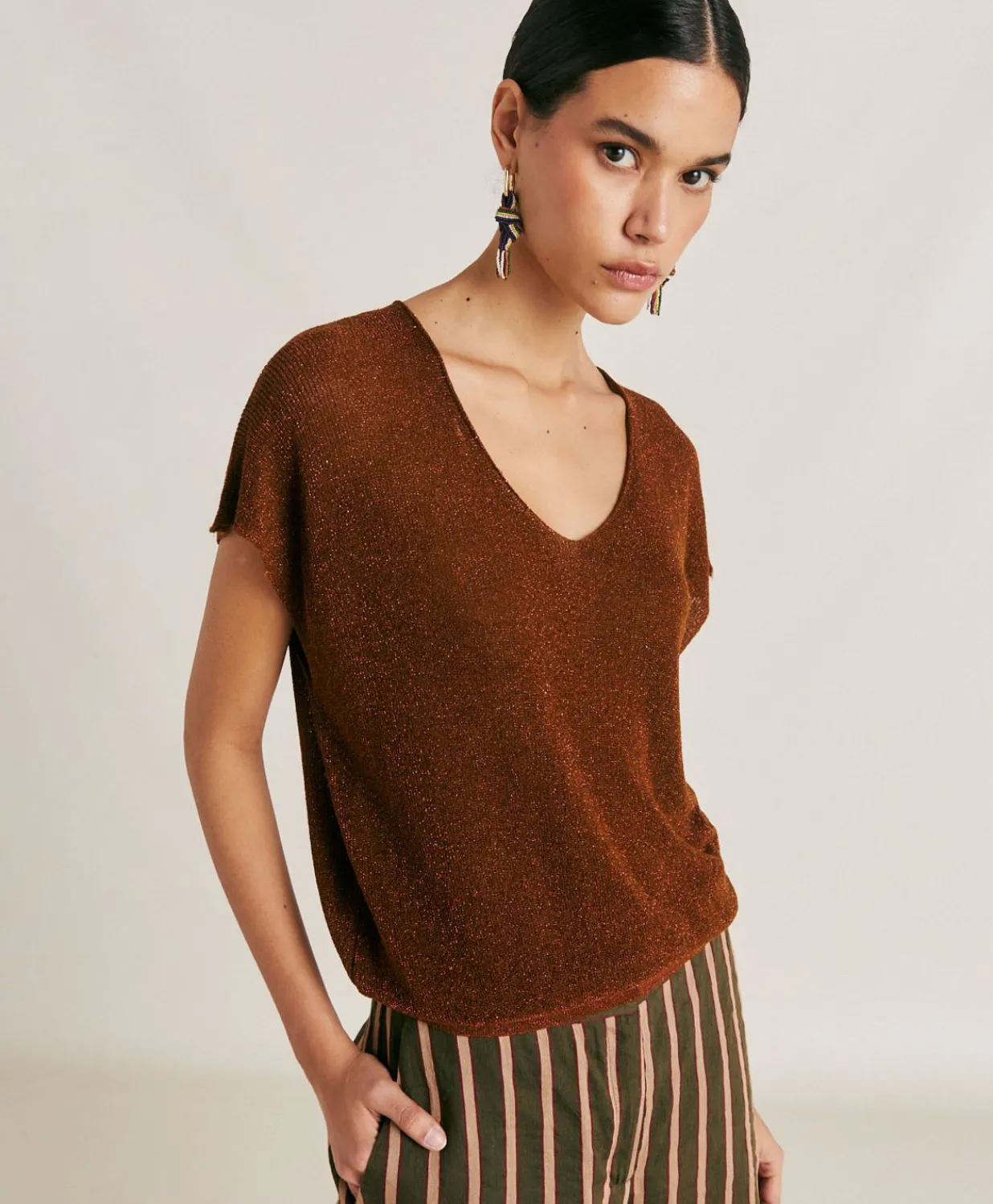 Outlet Pull Suzanna Perlata Lurex - Armee Femmes Tricots