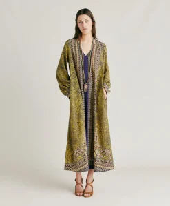 New Robe Adelma Crepe De Chine - Bleu Multicolore Femmes Vêtements