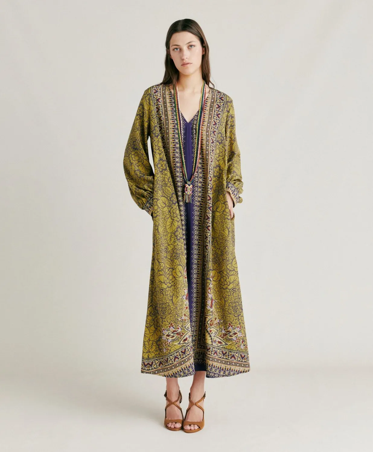 New Robe Adelma Crepe De Chine - Bleu Multicolore Femmes Vêtements