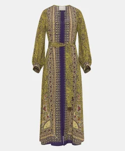 New Robe Adelma Crepe De Chine - Bleu Multicolore Femmes Vêtements