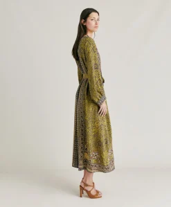 New Robe Adelma Crepe De Chine - Bleu Multicolore Femmes Vêtements