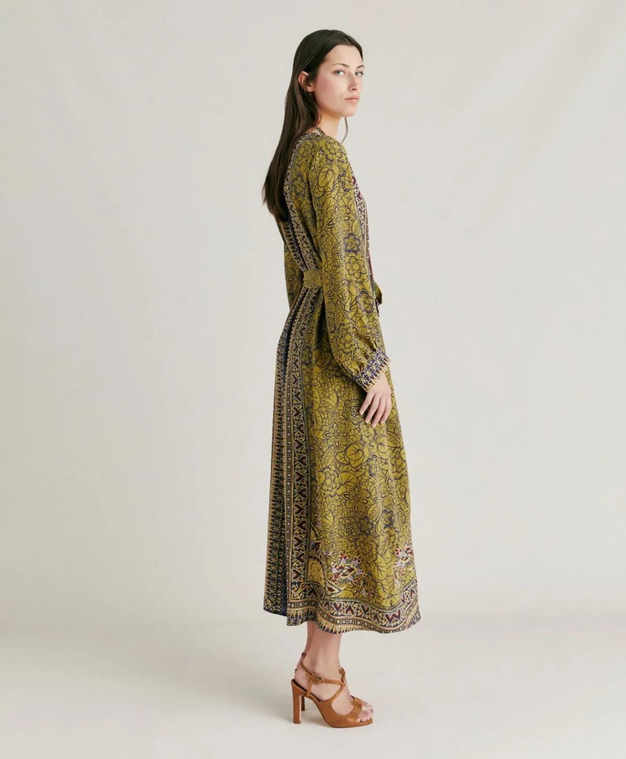 New Robe Adelma Crepe De Chine - Bleu Multicolore Femmes Vêtements