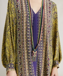 New Robe Adelma Crepe De Chine - Bleu Multicolore Femmes Vêtements
