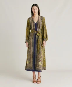 New Robe Adelma Crepe De Chine - Bleu Multicolore Femmes Vêtements