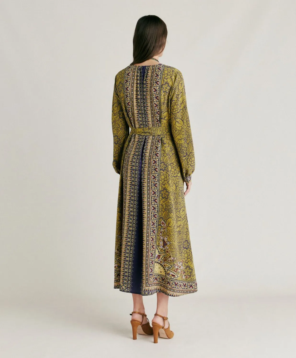 New Robe Adelma Crepe De Chine - Bleu Multicolore Femmes Vêtements