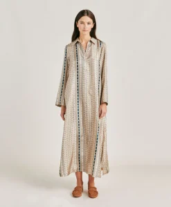 Sale Robe Aligusta En Serge De Soie - Sable Multicolore Femmes Vêtements