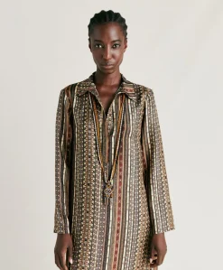 Clearance Robe Aligusta En Serge De Soie - Noir Multicolore Femmes Vêtements
