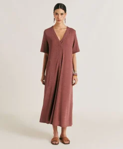 Discount Robe Altamura En Jersey Lurex - Terre Cuite Femmes Vêtements