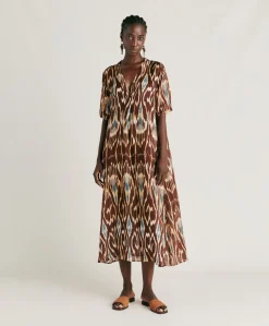 Best Robe Altamura En Lin Viscose - Cacao Multicolore Femmes Vêtements