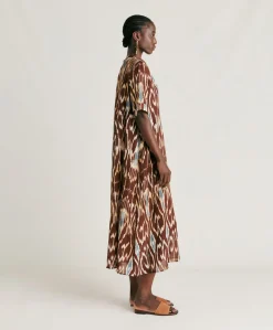 Best Robe Altamura En Lin Viscose - Cacao Multicolore Femmes Vêtements