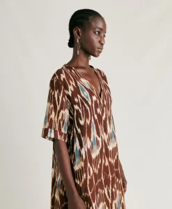 Best Robe Altamura En Lin Viscose - Cacao Multicolore Femmes Vêtements