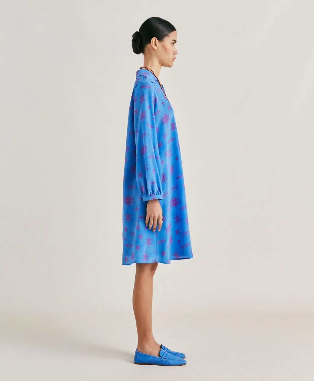 Robe Amber En Crepe De Chine - Bluette/Fuchsia Femmes Vêtements