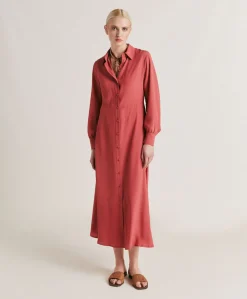 Outlet Robe Bethany En Acetate De Soie Uni - Amarante Femmes Vêtements