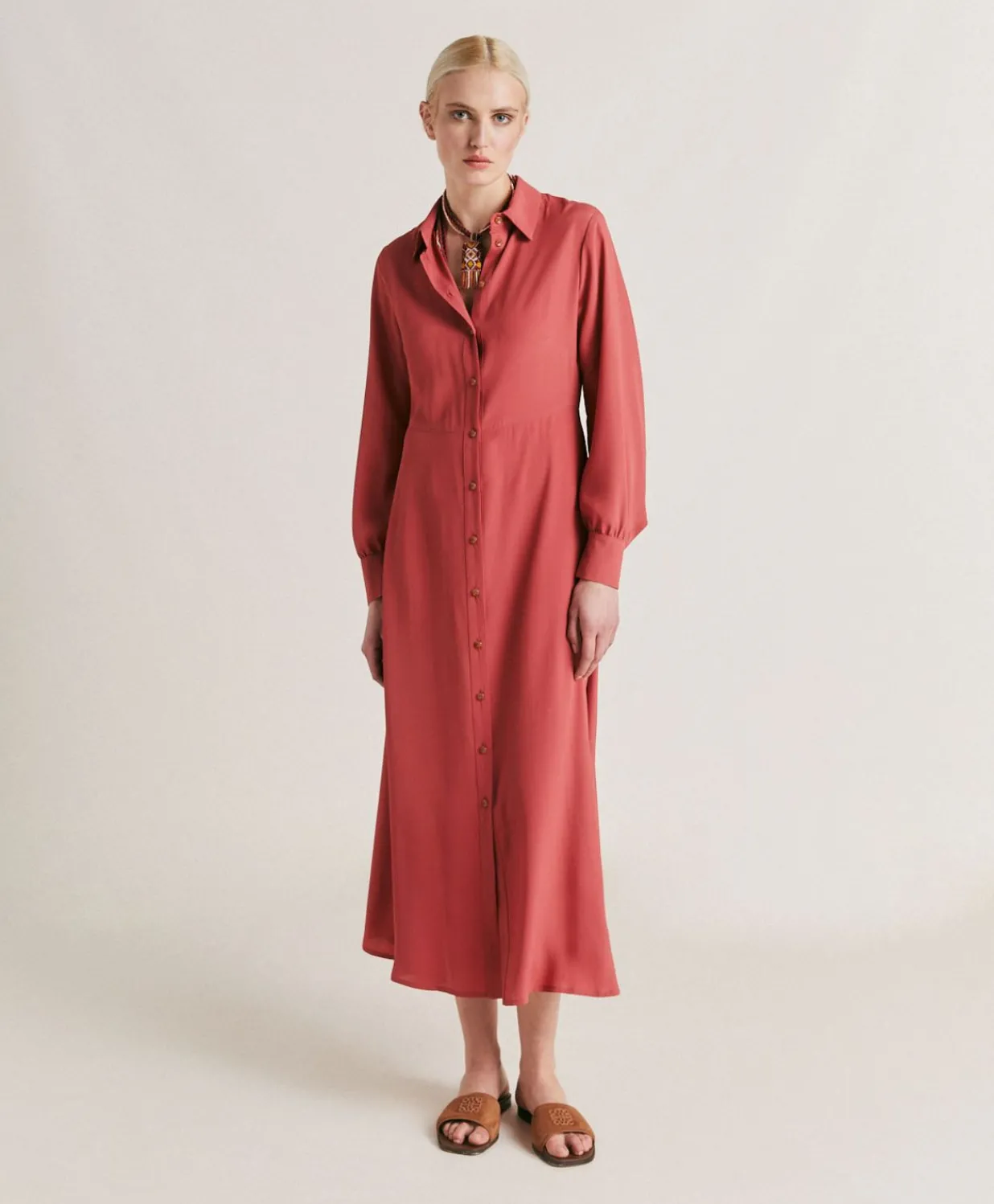 Outlet Robe Bethany En Acetate De Soie Uni - Amarante Femmes Vêtements